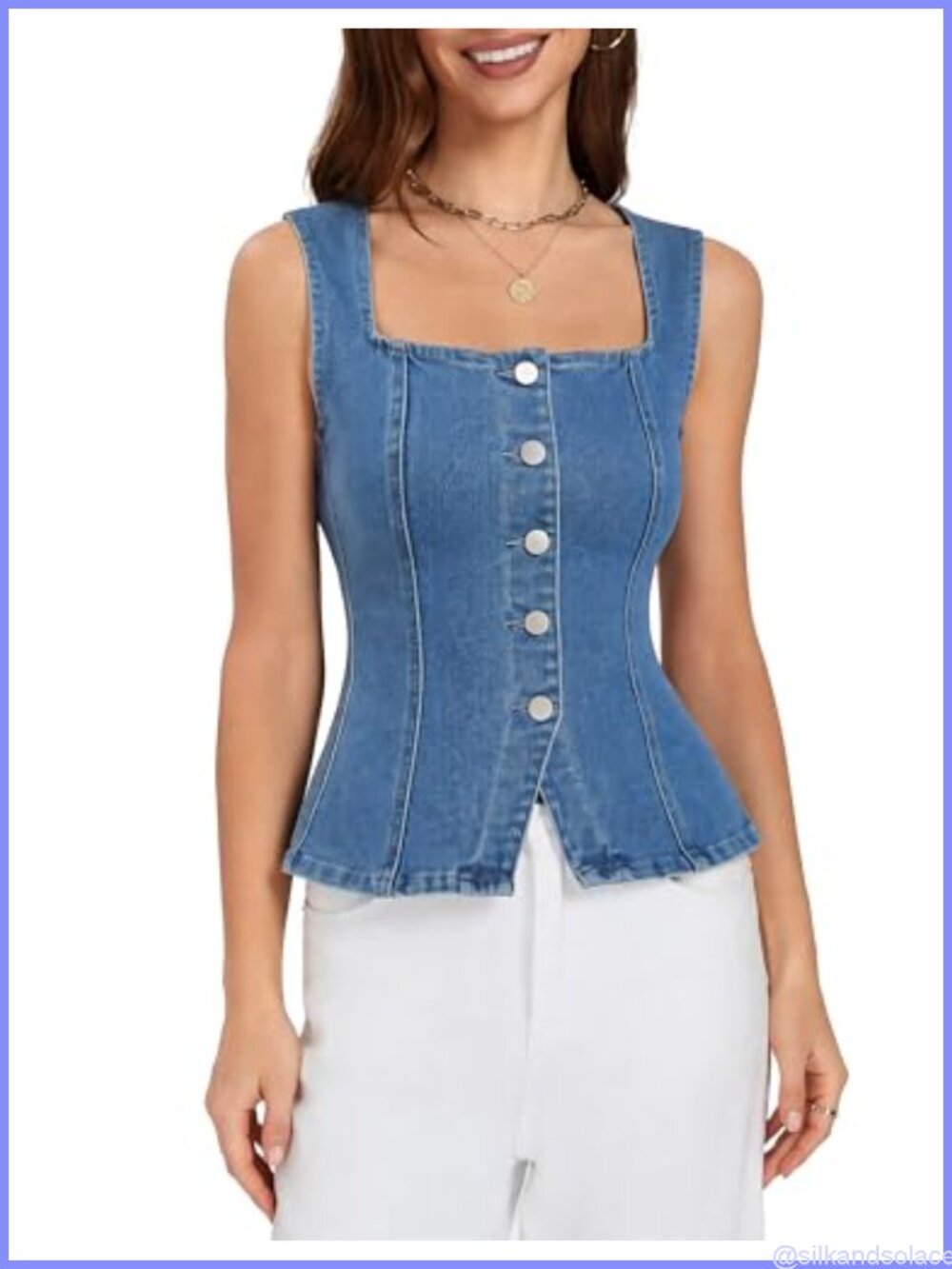 Stretch Denim Vest Women Sleeveless Peplum Jean Tank Top Corset Style
